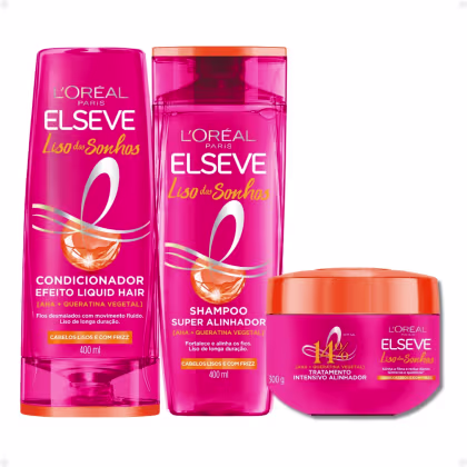 Imagem do produto Kit Elseve Liso dos Sonhos: Máscara Tratamento 300g + Shampoo e Condicionador 400ml