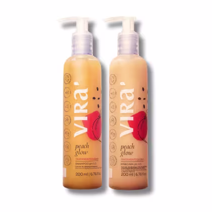 Kit Virá Cosméticos Peach Glow com  Shampoo e Máscara 200ml, cada