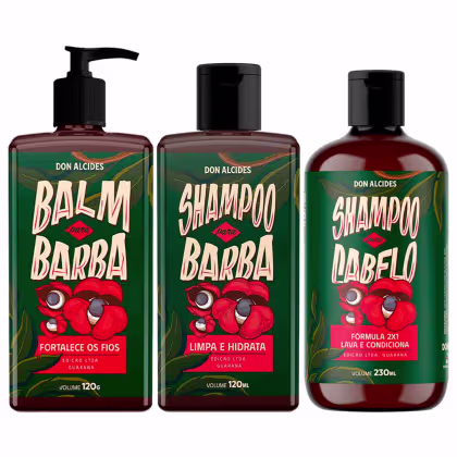 Imagem do produto Kit Balm Shampoo Barba e Shampoo Cabelo Guaraná Don Alcides