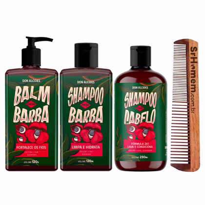 Imagem do produto Balm Shampoo Barba e Cabelo Pente Duplo Guaraná Don Alcides