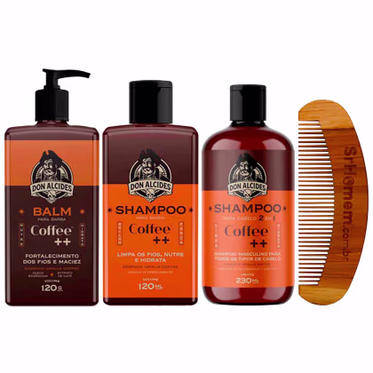 Imagem do produto Kit Balm Shampoo Barba Cabelo Coffee Pente Curvo Don Alcides