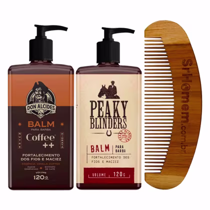 Imagem do produto Kit 2x Balm Barba Coffee Peaky e Pente Curvo Don Alcides