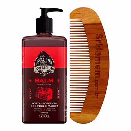 Imagem do produto Kit Balm Para Barba Negra 120ml e Pente Curvo Don Alcides