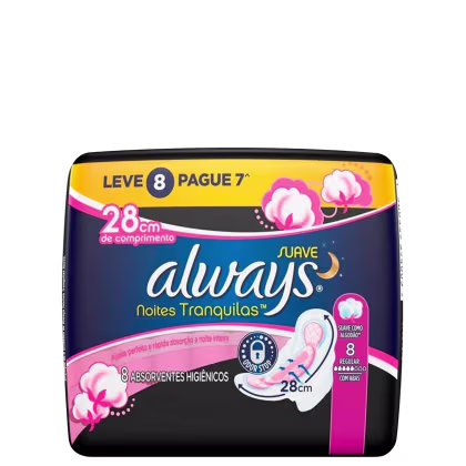 Imagem do produto Always Noites Tranquilas Suave Longo - Absorvente com Abas (8 Unidades)