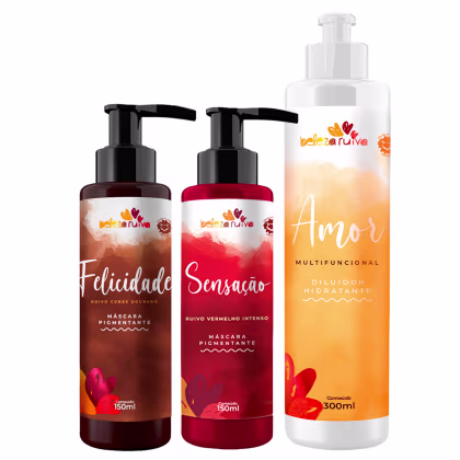 Imagem do produto Kit Beleza Ruiva Tonalizante Felicidade, Sensação e Diluidor Amor - 300ml