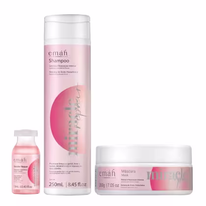 Kit Emáh Hair Care Miracle Repair Trio Home Treat, 3 produtos.