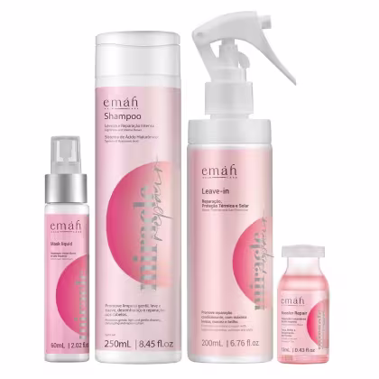 Kit Emáh Hair Care Miracle Repair Four Home Essential, 4 produtos.