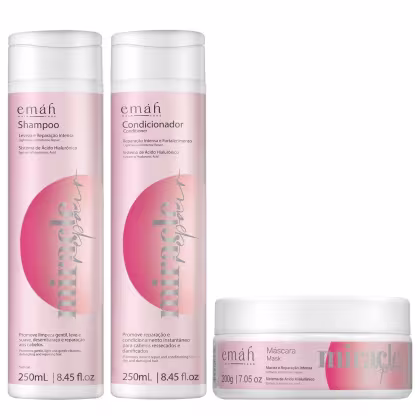 Kit Emáh Hair Care Miracle Repair Trio Home, 3 produtos.