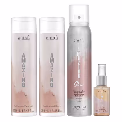 Kit Emáh Hair Care Amazing Quarteto Glow Shine, 4 produtos.
