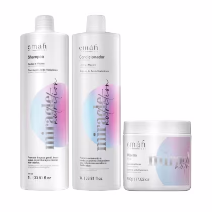 Kit Emáh Hair Care Miracle Nutrition Trio Basic Salon, 3 produtos.