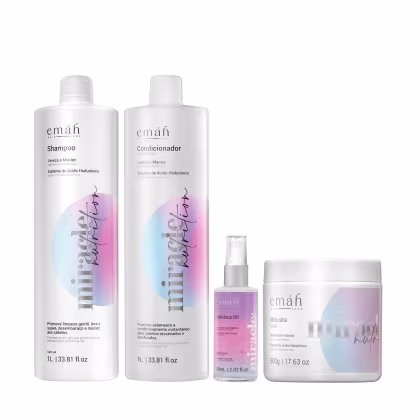 Kit Emáh Hair Care Miracle Nutrition Quarteto Power Salon, 4 produtos.