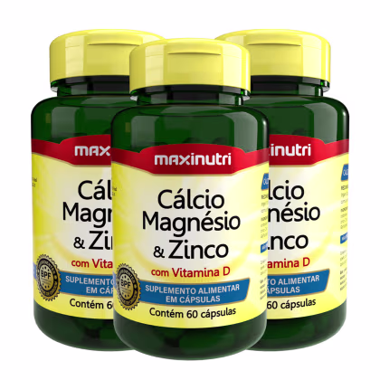 Imagem do produto Kit 3 Cálcio Magnésio Zinco Vitamina D Maxinutri 60 Capsulas