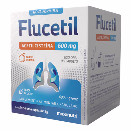 Imagem do produto Flucetil Acetilcisteína Sachê Granulado 16x5g Sabor Laranja Maxinutri