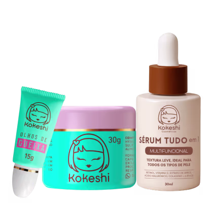 Imagem do produto Kit Renovadores Creme Sérum Facial Pele de Porcelana Tudo em 1 Olhos de Gueixa Kokeshi