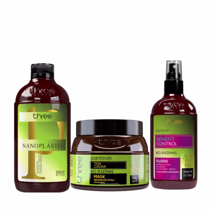 Imagem do produto Combo Pantovin com Nanoplastia para Selagem e Tratamento Progressiva,  Mascara Reconstrutora Teia Caviar e Fluido Benefit Control