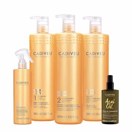 Imagem do produto Kit Cadiveu Professional Nutri Glow Shampoo Condicionador Máscara Litro Fluído e Açaí Oil 60 (5 produtos)