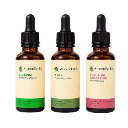 Imagem do produto Kit de óleos vegetais de Alecrim, Amla e Folha da Goiabeira – 30 ml cada