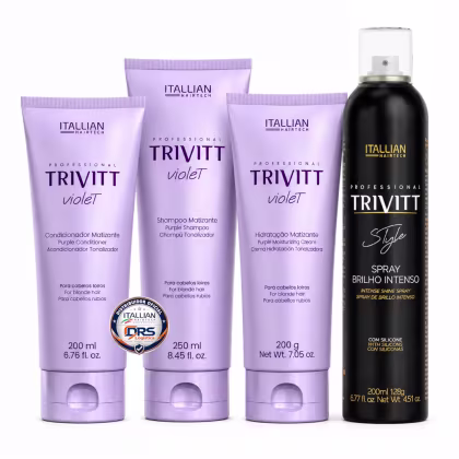 Imagem do produto Kit Trivitt Hidratação Matizante Capilar Shampoo, Condicionador, Máscara + Spray Brilho Intenso (4 Itens)