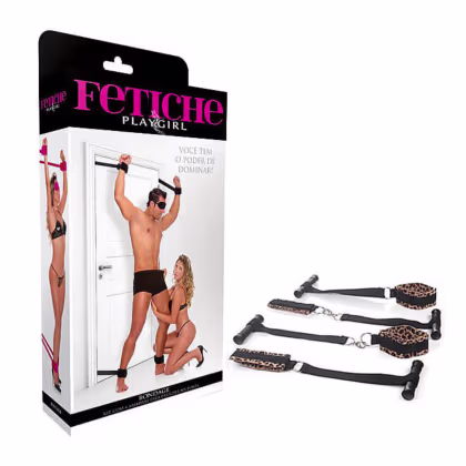 Imagem do produto Kit Bondage com 4 Amarras para Porta - Oncinha - Fetiche