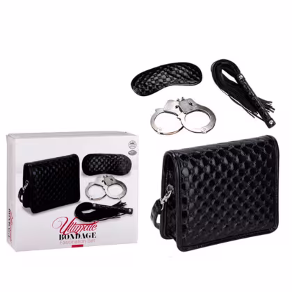 Imagem do produto Kit com Bolsa, algema, venda e Chicote - Ultimate Bondage
