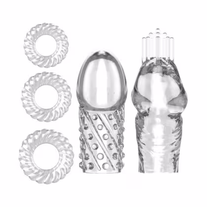 Imagem do produto Kit com 2 Capas Texturizadas e 3 Anéis Penianos | JG Penis