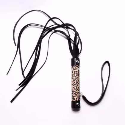 Imagem do produto Chicote com Tiras em Couro e Alça - Onça | Brasil Fetiche