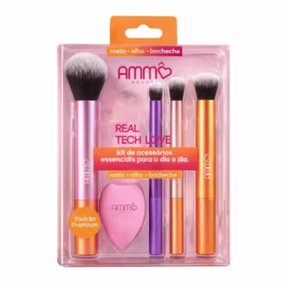 Imagem do produto Kit de Pincéis Essenciais Real TechLove - Ammô Beauty