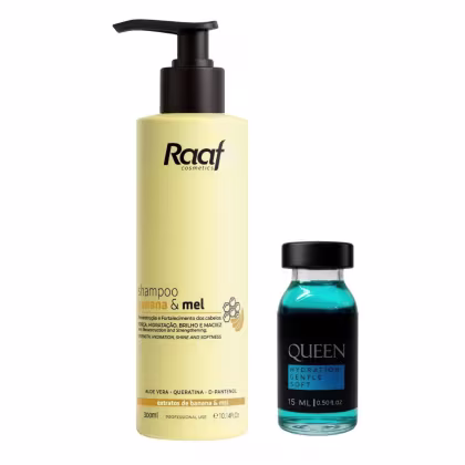Imagem do produto Kit Shampoo Banana e Mel 300ml + Ampola Hidratação Capilar 15ml - Raaf Cosmetics
