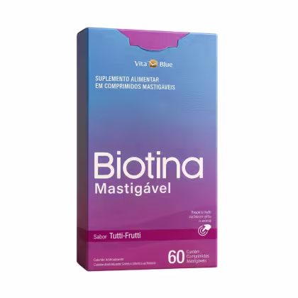 Imagem do produto Biotina Sabor Tutti-Frutti Vita Blue 60 Comprimidos Mastigáveis