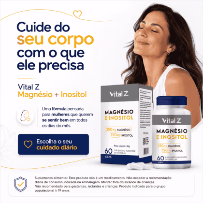 Imagem do produto Magnésio e Inositol 60 Cápsulas Vital Z