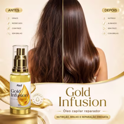 Imagem do produto Óleo de Argan Hidratação Anti-frizz Gold Infusion Raaf Cosmetics - 45ml