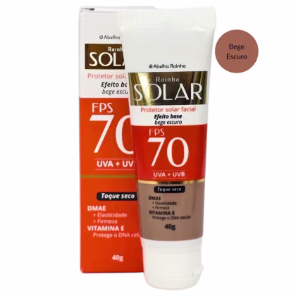 Imagem do produto Abelha Rainha Rainha Solar Protetor Solar Facial Cor De Base Bege Escuro FPS 70 40g