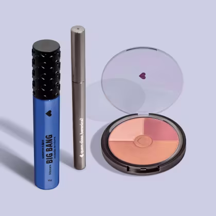 Combo Caneta Delineadora 1ml + Máscara de Cílios 10g + Pó Facial