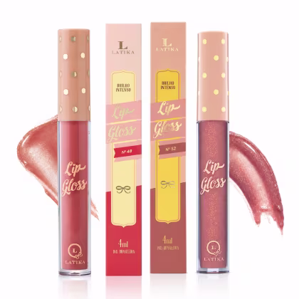 Imagem do produto Kit 2 Gloss Labial  Latika 48 + 52 Nude Iluminado Brilho Labial
