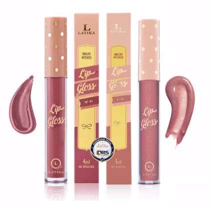 Imagem do produto Kit 2 Gloss Labial Latika Lip Hidratante – Cores Nude Glam e Brilho 41 + 52