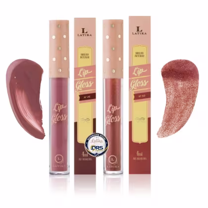 Imagem do produto Kit 2 Gloss Labial Latika Lip Hidratante Nude Cobre Classico Tons 46 + 50
