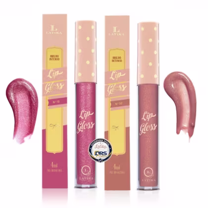 Imagem do produto Kit 2 Gloss Labial Latika Lip Hidratante Rosa Glam Tons 15 + 52