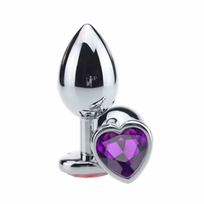 Imagem do produto Plug Anal em Metal Grande Base Coração e Cristal Colorido - Roxo