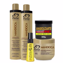 Imagem do produto Kit Capilar Profissional Mandioca Com Óleo Argan + Tratamento Fortalecedor Antiqueda Whey 300g (5 Itens)