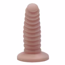 Plug anal em formato cônico com anéis texturizados, projetado para proporcionar prazer e estimulação íntima.