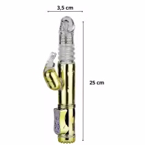 Imagem do produto Apus - Vibrador Rotativo Vai Vem e Estimulador de Clítoris - Coelho Dourado