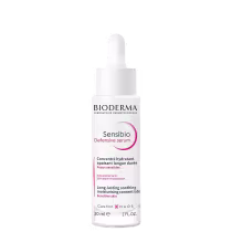 Frasco branco com conta-gotas da linha Sensibio da Bioderma, contendo sérum Bioderma Sensibio Defensive