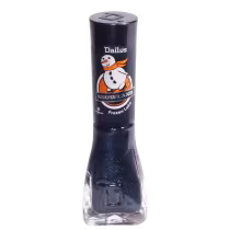 Esmalte cremoso da marca Dailus, cor Frozen Lake. O frasco é pautado por tons de azul escuro, contendo um boneco de neve no rótulo de sua tampa.