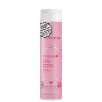 A imagem mostra o Shampoo Joico InnerJoi Preserve (300ml) em sua embalagem rosa com detalhes em branco e prata.