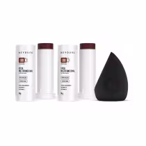 Imagem do produto Kit Beyoung 2 Sticks FPS 80 com Cor Bronze Escuro + 1 Esponja Flex Blender