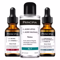 Imagem do produto Kit c/ 2 Séruns Retinol + Ácidos Hialurônicos e 1 Tônico Ácido Lático Principia Skincare Tratamento