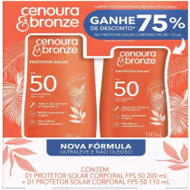 Imagem do produto Kit Cenoura & Bronze Protetor Solar FPS 50 Com 200ml + 110ml, Alta Proteção UVA UVB, Uso Diário, Ideal