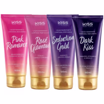 Imagem do produto Kit Kiss New York Loção Corporal: Rosé Glamour, Seduction Gold, Dark Kiss e Pink Romance 180ml