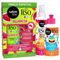 Imagem do produto Kit Salon Line Meu Liso Kids: Shampoo 300ml e Condicionador 200ml Melancia + Creme para Pentear 250ml e Spray Desembaraçante 240ml