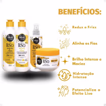 Imagem do produto Kit Salon Line Meu Liso Muito + Liso Disciplinante: Shampoo 300ml e Condicionador 200ml + Máscara de Tratameto 300g e Spray Finalizador 240ml